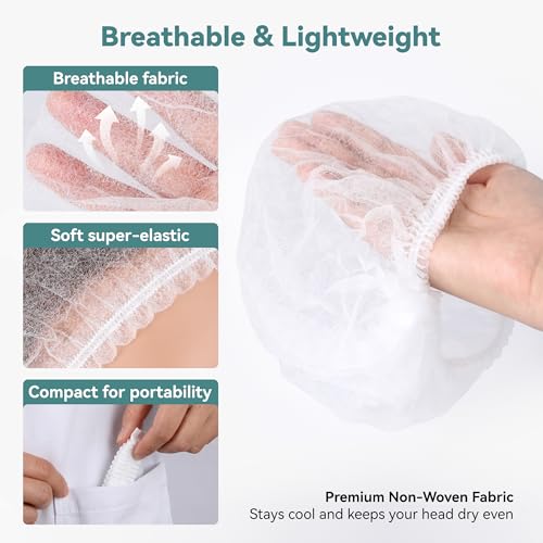 21-Inch Disposable Bouffant Hair Nets - White 100pcs for Food Service