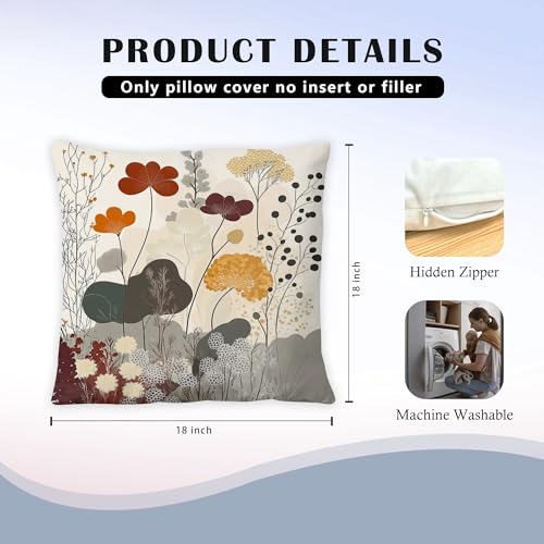 Exqcom Abstract Floral Boho Throw Pillow Covers 18x18 Set of 2