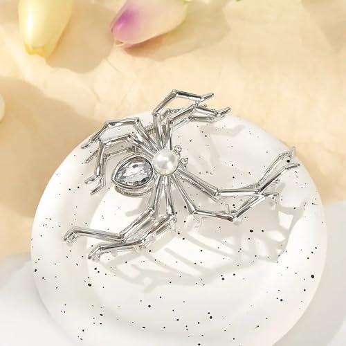 Halloween Spider Hair Claw Clip Metal Silver Alloy Hair Clamp for Women