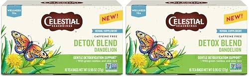 Celestial Seasonings Detox Blend Dandelion Tea - Caffeine Free, 16 Count (Pack of 2)