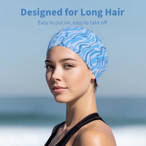 2 Pack Swim Cap Women Adult - Stylish Silicone Swim Cap for Long Hair - Waterproof Swim Caps for Girls Women - Comfortable Fit for Pool, Beach