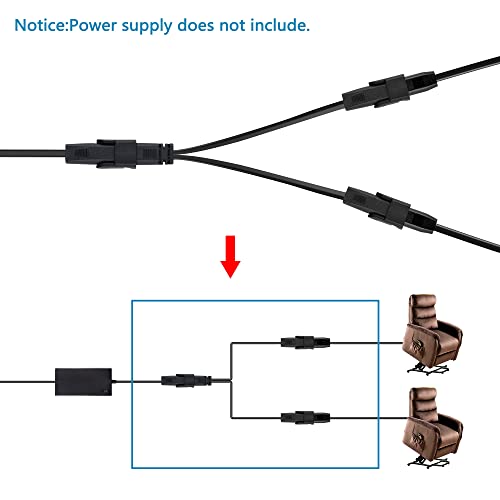6.6FT 2-Pin Power Splitter Cable for Recliner Motors - 47 Inch Y Cord