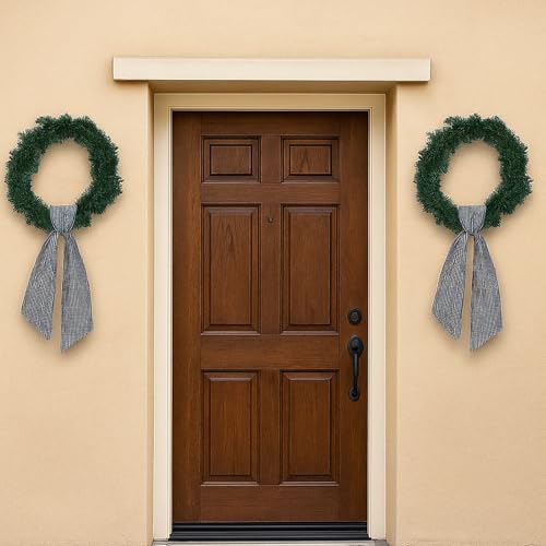 NUVCELKA Black White Gingham Wreath Sash for Front Door Halloween & Farmhouse Decor, 5.12" x 54.33"