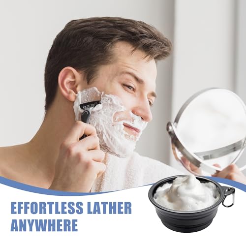 Ezcora Foldable Silicone Shaving Bowl with Carabiner & Non-Slip Base