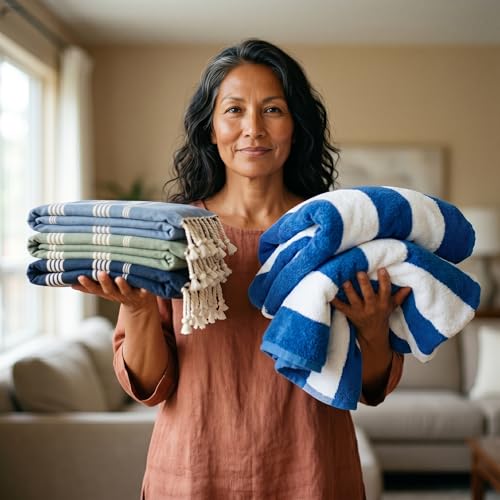 Oversized Turkish Beach Towel - 38x70 inch Quick Dry Sultan Design