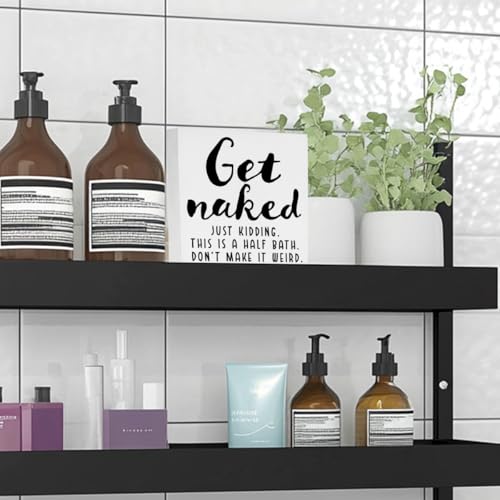 Funny Bathroom Sign - Get Naked Just Kidding Wooden Plaque