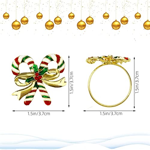 Gold Candy Cane Napkin Rings Holder Set of 8 Winter Holiday Christmas Table Decor