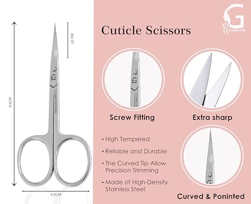 GOALIEX Curved Nail Cuticle Scissors Stainless Steel Grooming Tool