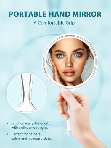 Macaki Double-Sided Hand Mirror with 5X Magnification - 8.3" L