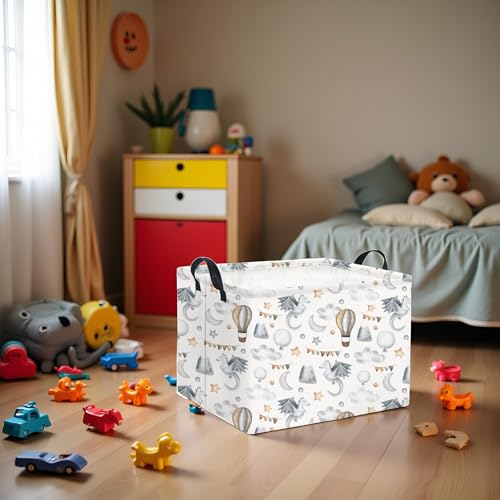 Collapsible Kids Storage Basket - Flying Dinosaur Rectangular Bin
