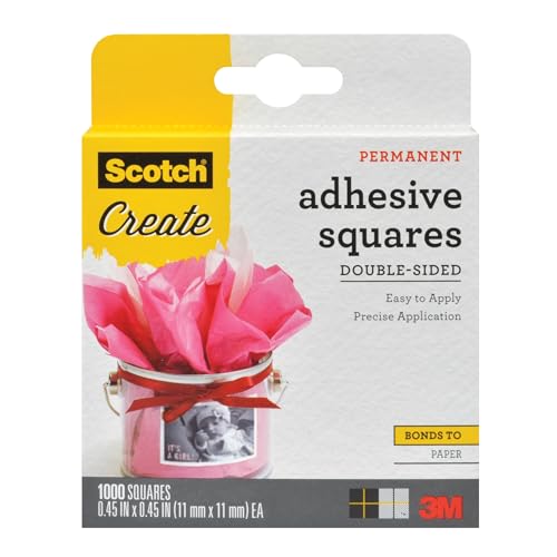Scotch Double-Sided Adhesive Squares for Crafting, 1000 Pack