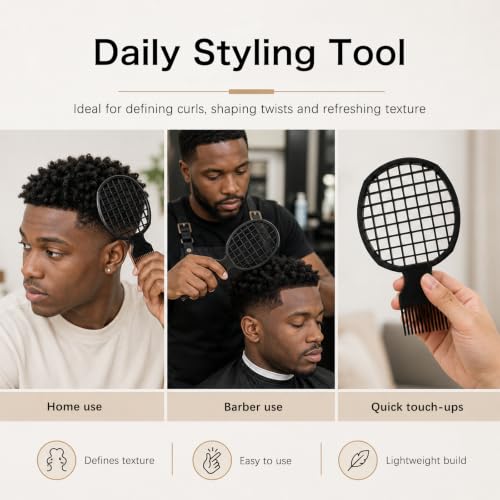 Fugraobo 2 Pcs Wide Tooth Hair Pick Comb for Curly Hair and Volume Lifting