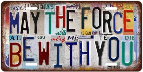 Vintage May The Force Be With You Metal Sign - 12x6 Wall Art