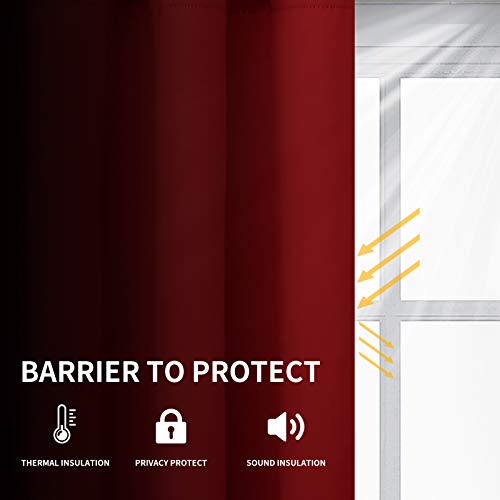 Easy-Going Thermal Blackout Curtains, 2 Panels 52x96 in, Christmas Red