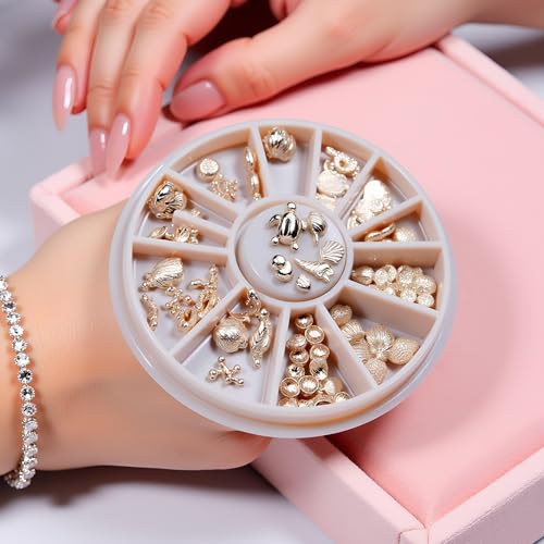 Silver Ocean Nail Art Charms 120Pcs Shell Conch Rhinestones