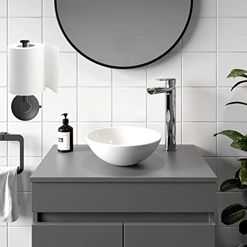 DGYB Black Suction Cup Toilet Paper Holder - No Drill, Rustproof Stainless Steel, 5.8 Inch