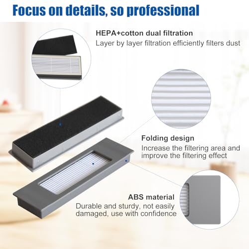 Detetap Replacement HEPA Filters for Ecovacs Deebot Ozmo T8, N8, T9, Yeedi
