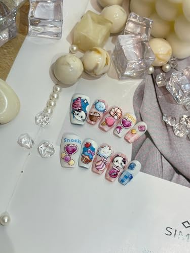 5D Embossed Dessert Cake Ice Cream Nail Stickers - 3 Sheets