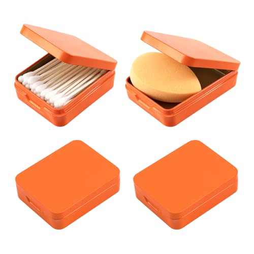 4-Pack Portable Makeup Sponge & Cotton Pad Holder - Orange