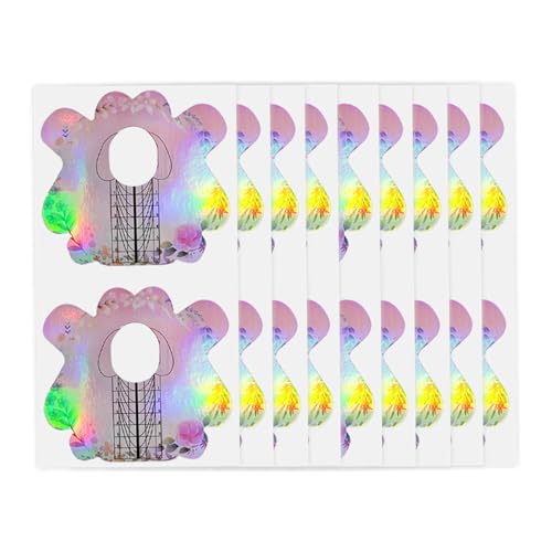 100PCS Laser Pink Acrylic Nail Extension Forms Self-Adhesive Poly Gel Guide Stickers