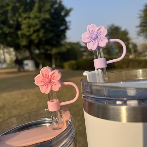 Flower Silicone Straw Covers for Stanley Cups - 5 Pack