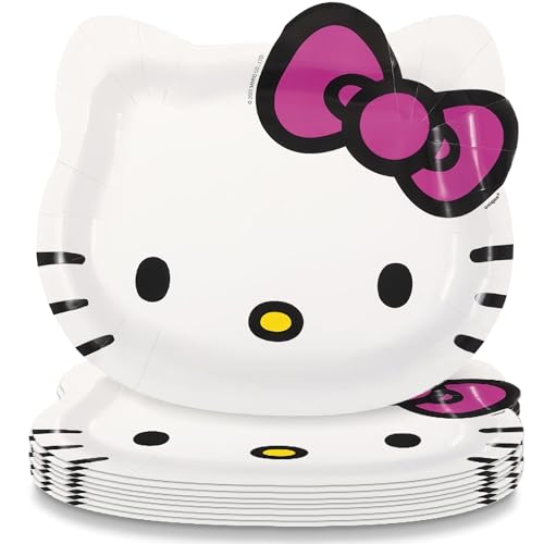 Hello Kitty Shaped Paper Plates - 8.5" x 7.38" (Pack of 8) for Kids' Parties