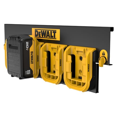 DEWALT Battery Organizer, Holds up to 4 Batteries, Mount Rail, Workshop Storage System Compatible (DWST82819)