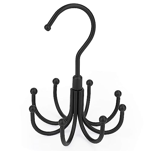 PODATOL Rotating Belt Hanger - 24 Slot Metal Closet Organizer, Black