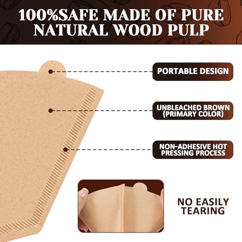100 Count Unbleached Cone Coffee Filters #4 for 8-12 Cup Drip & Pour Over Coffee