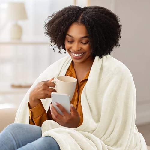 Utopia Bedding Ultra Soft Ivory Fleece Throw Blanket (50x60 Inch)