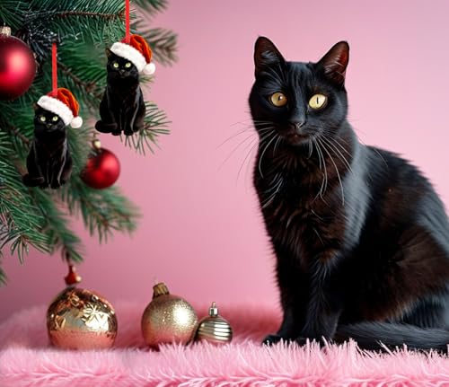 BIZIBAFF Black Cat Christmas Ornament - Acrylic 2D Lifelike Cat Decor B-blackcat