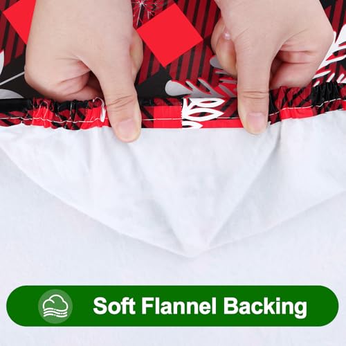 Fitted Christmas Tablecloth for 42-50 Inch Round Tables - Black & Red Variation