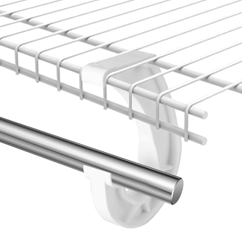 Josojoou 2-Pack J-Shaped Closet Rod Support Brackets - White PP Plastic