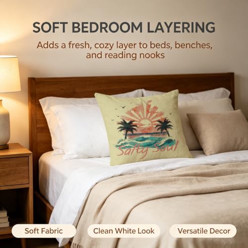 Salty Soul Throw Pillow Cover 18x18 Tropical Beach Sunset Cushion Case