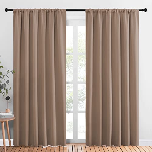 NICETOWN Blackout Curtains - 70x84 Inch Rod Pocket Drapes, Cappuccino (2)