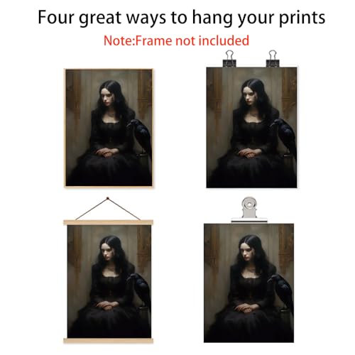 Gothic Witch Wall Art - Vintage Dark Academia Canvas 16x24
