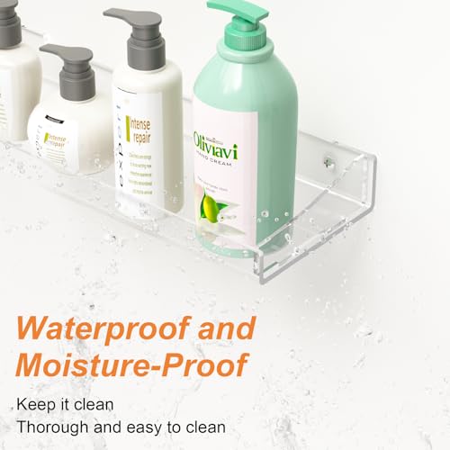 Clear Acrylic Floating Shelves - No Drill Wall Organizer (3 Pack)