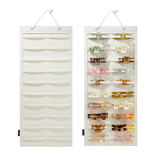 Beige Hanging Hair Claw Clips Organizer for Wall & Closet