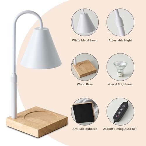 White 10.6-Inch Electric Candle Warmer Lamp with Timer & 4-Level Dimmer