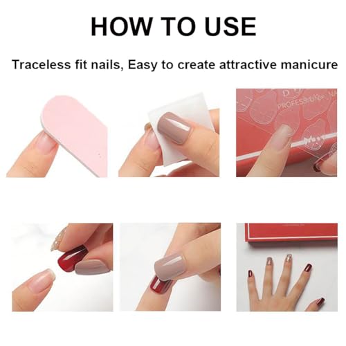 KRTBKR Dark Red Press on Nails Medium Almond Valentine False Nails with Heart