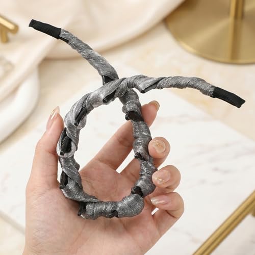 2PCS Retro High Skull Headband with Teeth Non-Slip Pearl Hair Band