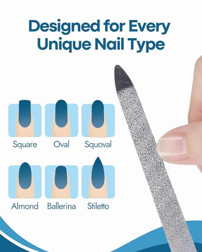 Denco Large Sapphire Nail File – Double-Sided Metal Grit Shaper with Protective Sheath