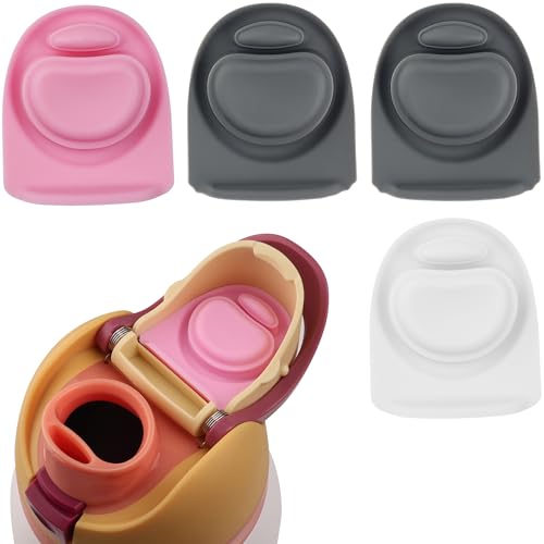 Bubrike Silicone Replacement Stopper for Owala FreeSip Lid - 4 Pack (Gray/White/Pink)