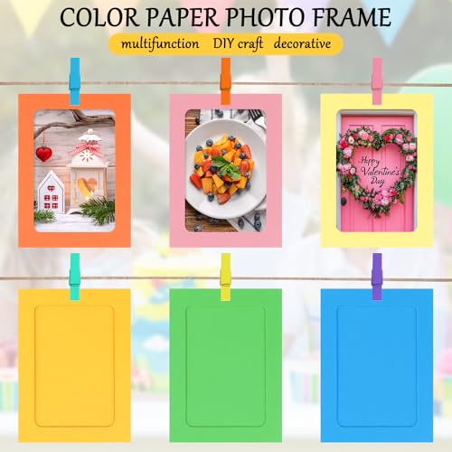 10 Pack 4x5 Inch Colorful Paper Picture Frames with Clips