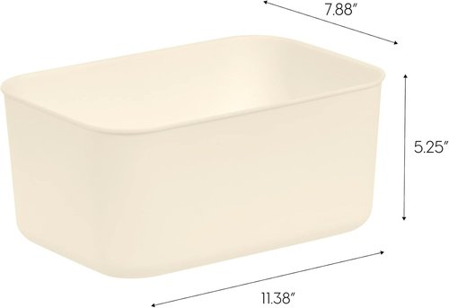 IRIS USA 7 Qt. Stackable Storage Bins with Lids - 4-Pack Off White Organizer for Kitchen & Bathroom