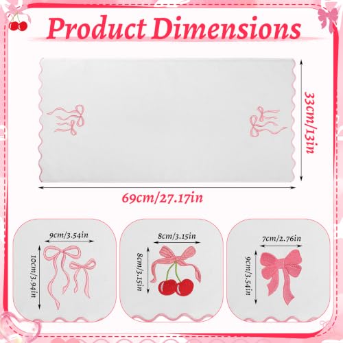 Cute 3-Piece Bow Hand Towels Set - 100% Cotton, 29.5 x 13.7 Inch