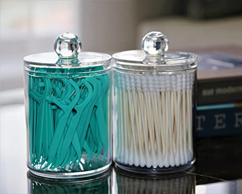 DAPOWER 4 Pack Clear Plastic Apothecary Jars with Lids - 10oz Storage