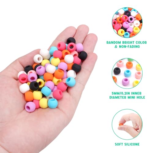 SEVENKA Small Silicone Hair Beads Set for Braids with Quick Beaders and Rubber Bands