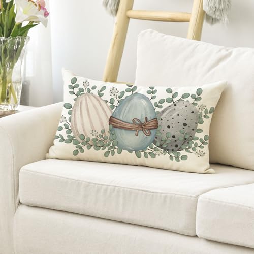Easter Eucalyptus Throw Pillow Cover - 12x20 Inch Decorative Case