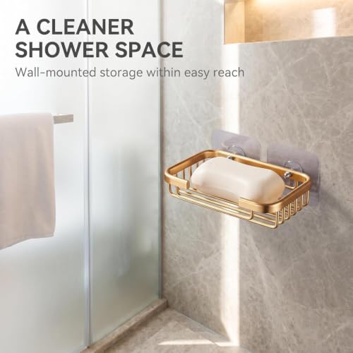 Gold Stainless Steel Soap Holder for Shower Wall - Easy Install
